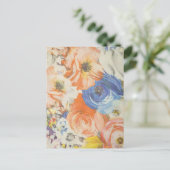 Floral Oranje en blauw Briefkaart (Staand voorkant)