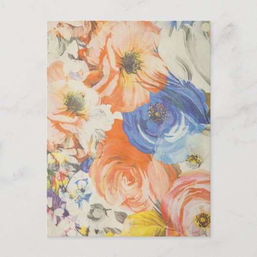 Floral Oranje en blauw Briefkaart (Voorkant)