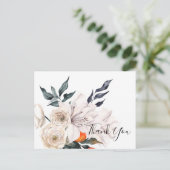 Floral oranje en witte bruiloft Dank u Briefkaart (Staand voorkant)