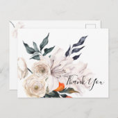 Floral oranje en witte bruiloft Dank u Briefkaart (Voorkant / Achterkant)
