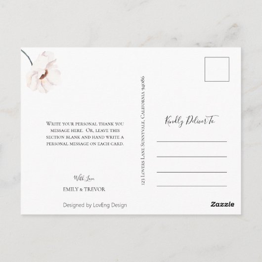 Floral oranje en witte bruiloft Dank u Briefkaart (Achterkant)