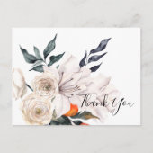 Floral oranje en witte bruiloft Dank u Briefkaart (Voorkant)