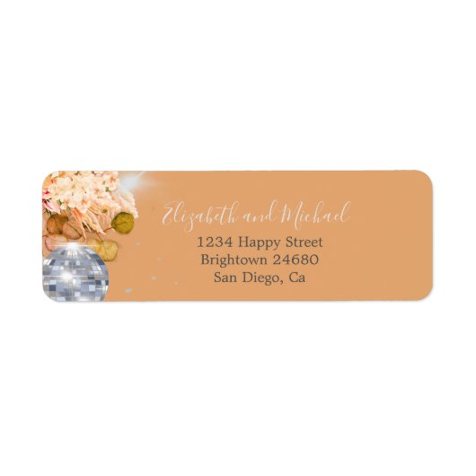 Floral Oranje Eucalyptus Elegant Disco Etiket (Voorkant)