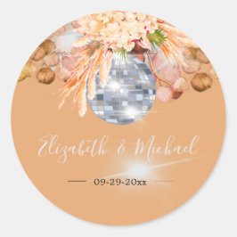 Floral Oranje Eucalyptus Elegant Disco Ronde Sticker
