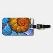 Floral Oranje Geel Blauw Abstract Kunstadres Bagagelabel (Voorkant horizontaal)