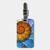 Floral Oranje Geel Blauw Abstract Kunstadres Bagagelabel (Voorkant verticaal)