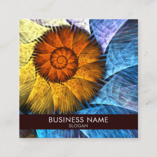 Floral Oranje Geel Blauw Abstract Professioneel Vierkante Visitekaartje