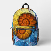 Floral Oranje Geel Blauw Abstracte Kunst Bedrukte Rugzak (Voorkant)