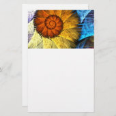 Floral Oranje Geel Blauw Abstracte Kunst Briefpapier (Voorkant / Achterkant)