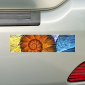 Floral Oranje Geel Blauw Abstracte Kunst Bumpersticker (Op auto)