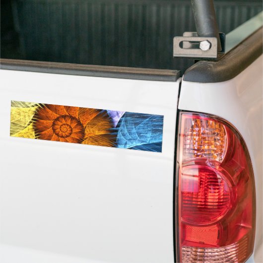 Floral Oranje Geel Blauw Abstracte Kunst Bumpersticker (Op Truck)