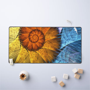 Floral Oranje Geel Blauw Abstracte Kunst Bureaumat