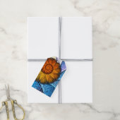 Floral Oranje Geel Blauw Abstracte Kunst Cadeaulabel (Met Touw)