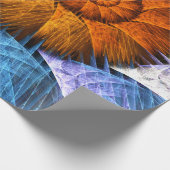 Floral Oranje Geel Blauw Abstracte Kunst Cadeaupapier (Hoek)