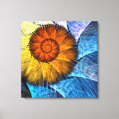 Floral Oranje Geel Blauw Abstracte Kunst Canvas Afdruk (Voorkant)