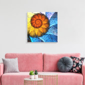 Floral Oranje Geel Blauw Abstracte Kunst Canvas Afdruk (Insitu (Woonkamer))