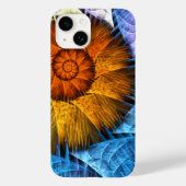 Floral Oranje Geel Blauw Abstracte Kunst Case-Mate iPhone Case (Achterkant)