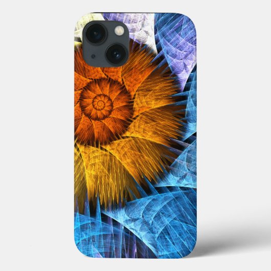 Floral Oranje Geel Blauw Abstracte Kunst Case-Mate iPhone Case (Achterkant)