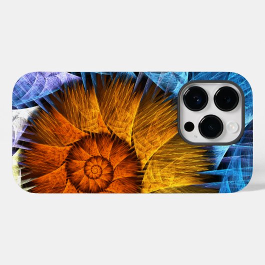 Floral Oranje Geel Blauw Abstracte Kunst Case-Mate iPhone Case (Achterkant (horizontaal))