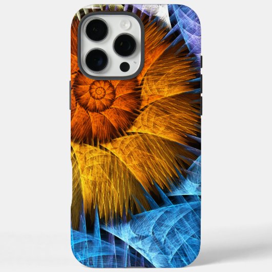 Floral Oranje Geel Blauw Abstracte Kunst Case-Mate iPhone Case (Achterkant)