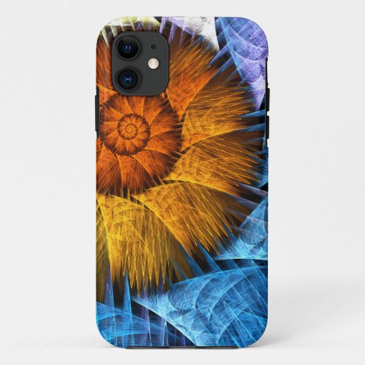 Floral Oranje Geel Blauw Abstracte Kunst Case-Mate iPhone Case (Achterkant)