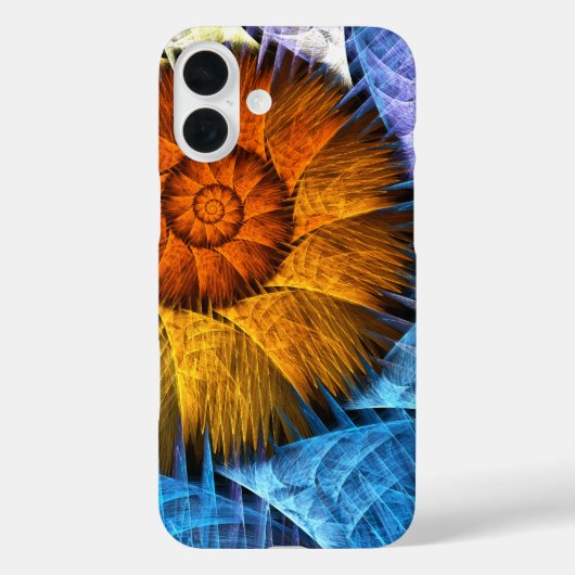 Floral Oranje Geel Blauw Abstracte Kunst Case-Mate iPhone Case (Achterkant)