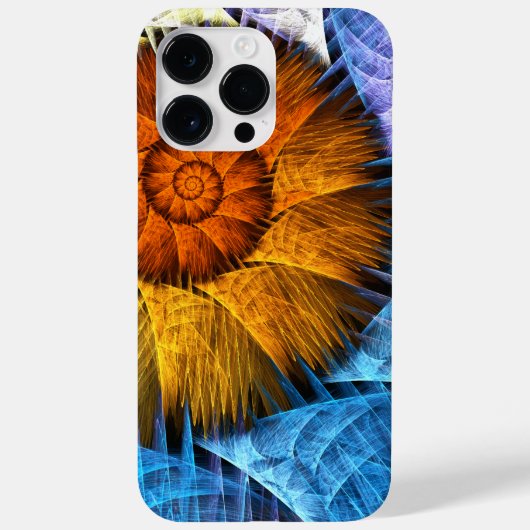 Floral Oranje Geel Blauw Abstracte Kunst Case-Mate iPhone Case (Achterkant)