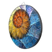 Floral Oranje Geel Blauw Abstracte Kunst Dartbord (Voorkant Rechts)