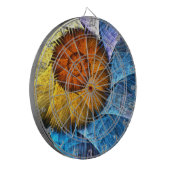 Floral Oranje Geel Blauw Abstracte Kunst Dartbord (Voorkant Links)