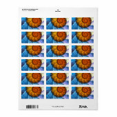 Floral Oranje Geel Blauw Abstracte Kunst Etiket (Full Sheet)