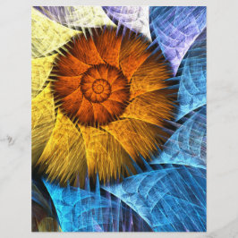 Floral Oranje Geel Blauw Abstracte Kunst Flyer