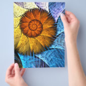 Floral Oranje Geel Blauw Abstracte Kunst Flyer (Hand)