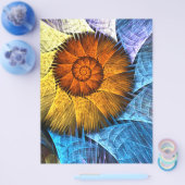 Floral Oranje Geel Blauw Abstracte Kunst Flyer (Enkel)