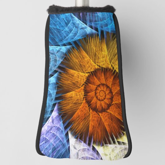Floral Oranje Geel Blauw Abstracte Kunst Golfheadcover (Draai 90)