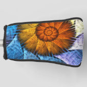 Floral Oranje Geel Blauw Abstracte Kunst Golfheadcover (Voorkant)