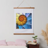 Floral Oranje Geel Blauw Abstracte Kunst Hangend Wandkleed (Slaapkamer)