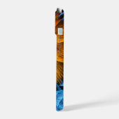 Floral Oranje Geel Blauw Abstracte Kunst iPhone 15 Case (Linkerkant)