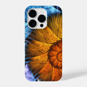 Floral Oranje Geel Blauw Abstracte Kunst iPhone 14 Plus Hoesje