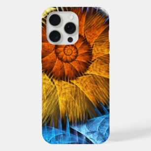 Floral Oranje Geel Blauw Abstracte Kunst iPhone 15 Pro Max Case