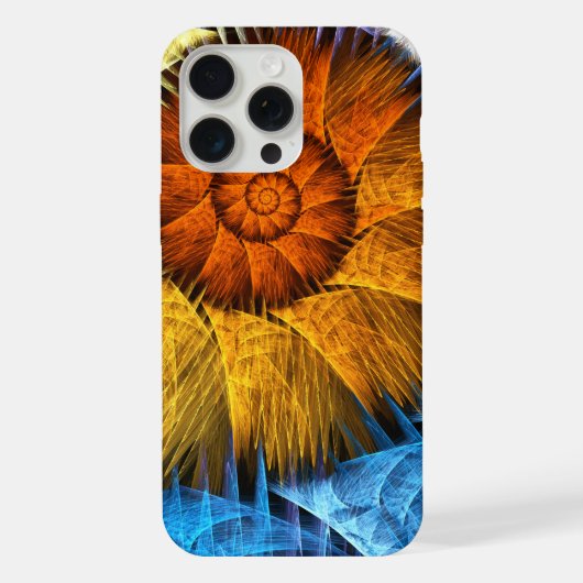 Floral Oranje Geel Blauw Abstracte Kunst iPhone Hoesje (Achterkant)