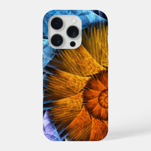Floral Oranje Geel Blauw Abstracte Kunst iPhone 15 Pro Case