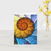 Floral Oranje Geel Blauw Abstracte Kunst Kaart (Gele Bloem)