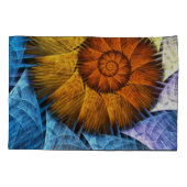 Floral Oranje Geel Blauw Abstracte Kunst Kussensloop (Achterkant)