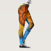 Floral Oranje Geel Blauw Abstracte Kunst Leggings (Rechts)