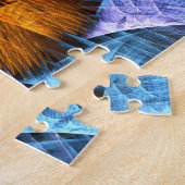 Floral Oranje Geel Blauw Abstracte Kunst Legpuzzel (Zijkant)