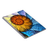 Floral Oranje Geel Blauw Abstracte Kunst Notitieboek (Rechterzijde)