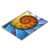 Floral Oranje Geel Blauw Abstracte Kunst Notitieboek (Linkerzijde)