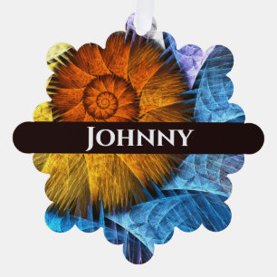 Floral Oranje Geel Blauw Abstracte Kunst Ornament Kaart