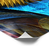 Floral Oranje Geel Blauw Abstracte Kunst Perfect Poster (Hoek)