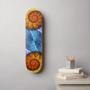 Floral Oranje Geel Blauw Abstracte Kunst Persoonlijk Skateboard